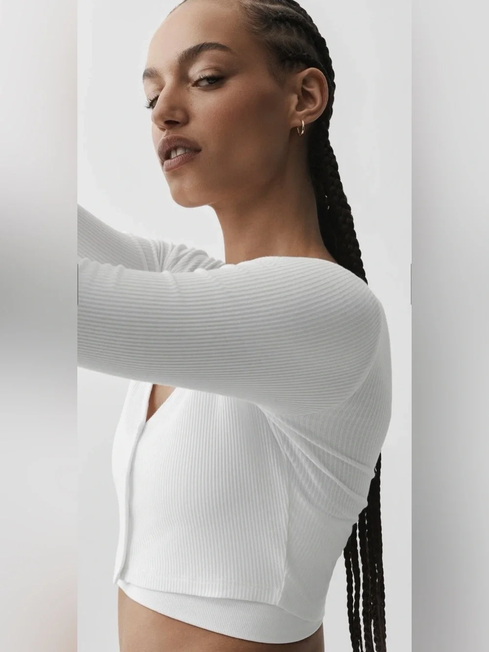 Alo Ribbed Cropped Whisper Cardigan Size Medium